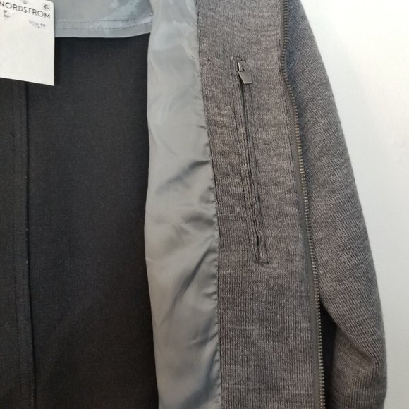 Soft Cloth Men's Heather Gray Wool Blend Softshell Zip Bomber Jacket - Picture 7 of 10